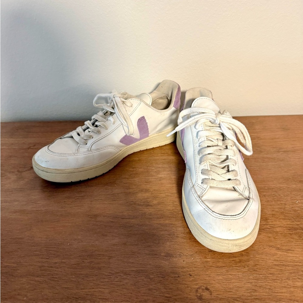 Veja V12 Sneakers in White and Purple